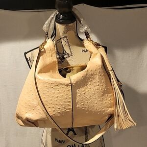 G.I.L.I. OSTRICH EMBOSSED LEATHER PRINT CROSSBODY